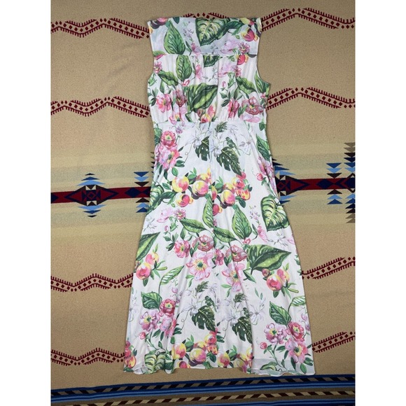 H&M CONSCIOUS Pink Floral Chiffon Maxi Dress Sleeveless Keyhole Neck NEW Size L - Picture 2 of 8
